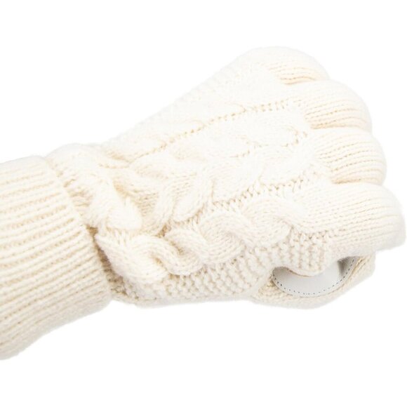 Womens Cable Knit Acrylic Gloves Touchscreen Warm Grip Stylish Ivory